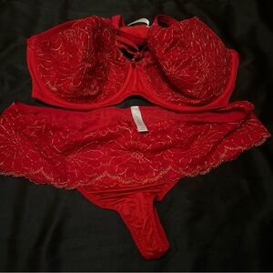 Cacique Red Lace Lingerie Set